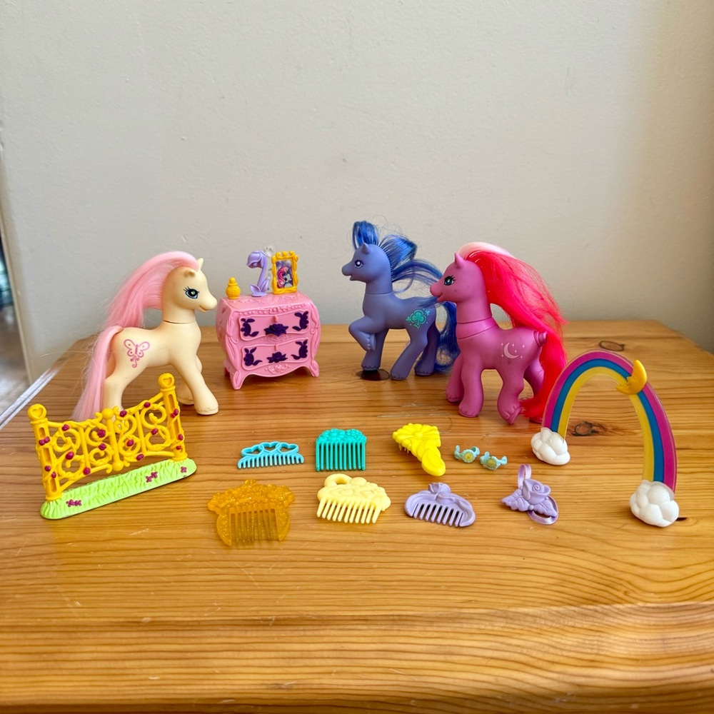 Vintage 1990s My Little Pony Lot G2 Moon Shadow Magic Sky Skimmer Clever Clover